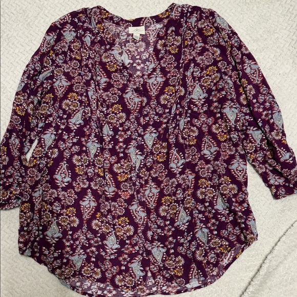 St. John's Bay Tops - St. John's Bay Purple Floral Blouse